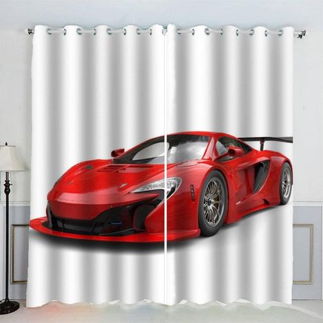 Rideau Voiture De Sport Rouge Voiture Cool Rideau Thermique Isolant Anti Froid Rideau Occultant Oeillet 2 Pièces Opaque Salon Maison Décoration Rideaux Polyester (234x137 cm) - 234L X 137H cm (2 Panne (1/5)