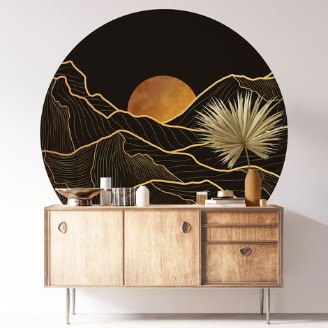 Sticker mural rond / cercle - Paysage Design - Diamètre 30 cm - Adhésif MAT (1/3)