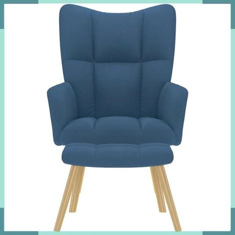 Chaise de relaxation avec repose-pied - 4016786 - Bleu tissu - Structure métal - Charge 110 kg (1/5)