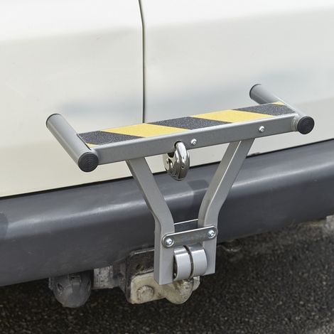 Mottez – Antivol bloque porte utilitaire – Fixation boule d'attelage – Verrouillage instantané par levier – Cadenas Diskus inclus – Revêtement antidérapant