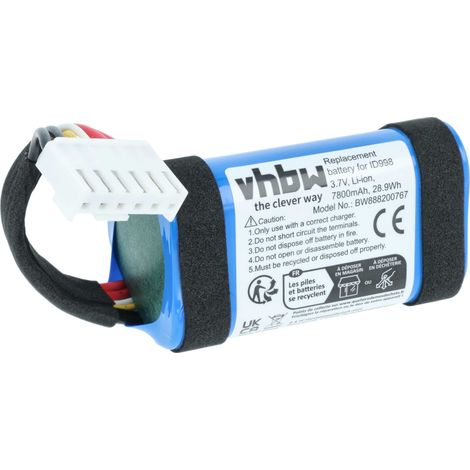 vhbw Batería reemplaza JBL SUN-INTE-118 para altavoces, cajas acústicas (7800 mAh, 3,7 V, Li-Ion)