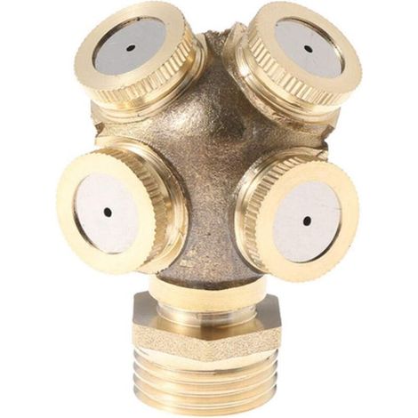 Buse de brumisation en laiton à 1 trou pour arroseur jardin, raccord d'eau avec adaptateur 1,27 cm jardin extérieur - 4-hole (1/5)