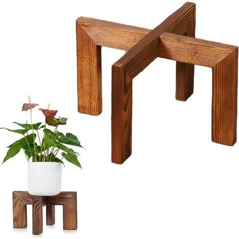 Support de plante en bois – Marron – Pour pots de 5 à 15 pouces – Facile à installer – Intérieur (1/5)