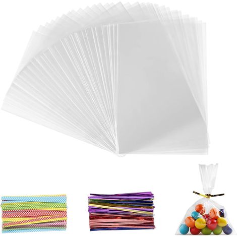 Sachet Cellophane - 200 Pièces - Polypropylène - Transparent Étanche - Fête Mariage Cadeau - 15x10 cm (1/5)