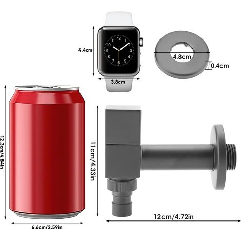 Lot 2 robinets muraux carrés noirs – Cuivre G1/2, filetage standard – Pour machine, lavabo ou balcon (1/5)