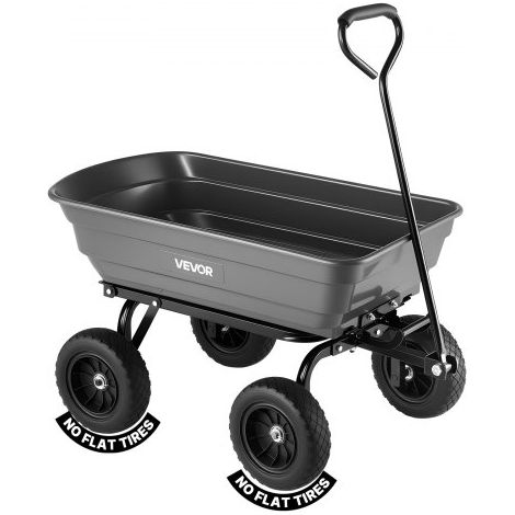 Carro de Jardín con Función Basculante Carga de 272 kg, Carro de Jardín de Polietileno Mecanismo de Volcado de 90°, con Ruedas Giratorias de 180°, Rodamientos Flexibles de 270° para Plantas (1/5)