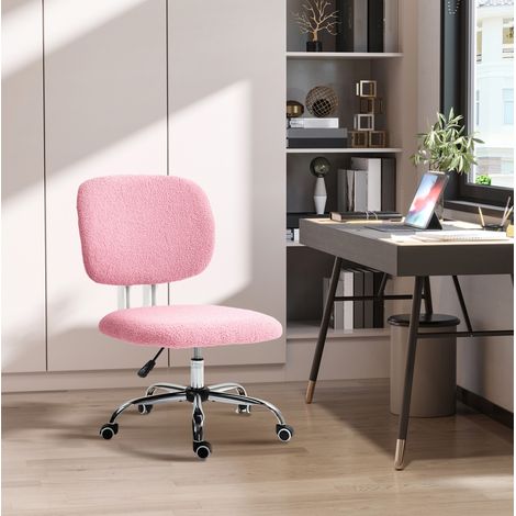 Sedia da ufficio ergonomica in velluto rosa, altezza regolabile, senza braccioli, OKWISH (1/5)
