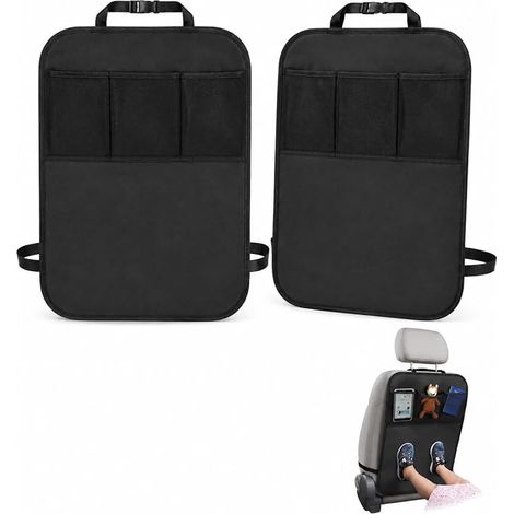 Protection Siège Voiture Lot de 2, Protège Dossier Imperméable Respirant avec Poches Organisation, Anti-Coup pour Préserver Dossiers Banquette Enfants et Animaux (1/5)