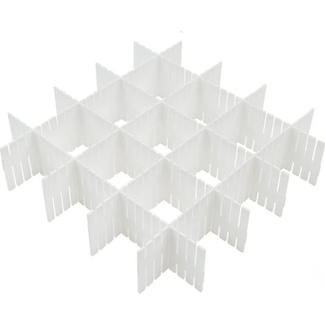 Ensemble de 16 séparateurs de tiroirs, 32 x 7 cm – Modulaire, découpable, boîte de rangement ajustable (1/5)