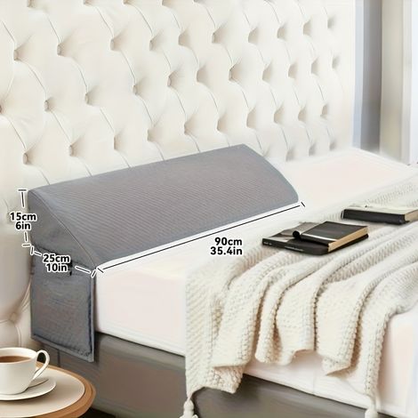Coussin de Lit Triangulaire – Cale de Remplissage pour Espace Tête. Appui-Tête et Dossier Amovible. Gris clair (Gris clair 35,4 Pouces / 90 Cm) (1/5)