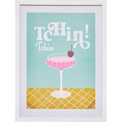 Cadre Déco "Tchin Tchin Chéri" 30x40cm Bleu Clair