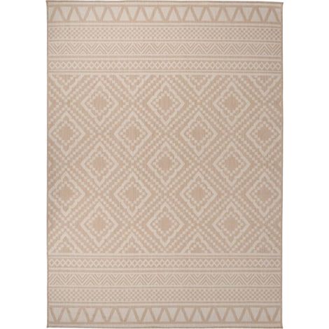 Tapis extérieur à tissage plat Terrasse Salon Cuisine - Tapis de jardin 200x280 cm Rayures brunes BV150604 - BonneVie (1/5)
