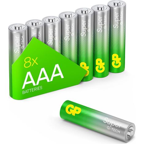 Lot de 8 Piles Super alcalines AAA 1,5 V (Micro, LR03), idéales pour alimenter Les appareils du Quotidien, Nouvelle Technologie G-Tech Longlife (1/5)