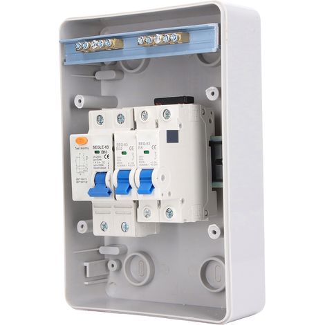 Boîte de distribution 2 voies 230 V étanche aux normes européennes, 2 disjoncteurs (B6A + B32A), disjoncteur différentiel (63 A 1P + N), disjoncteur B (1/5)