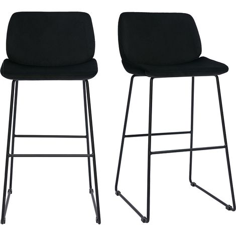 Sgabelli da bar fissi in tessuto velluto nero base metallo nero H65 (set di 2) KAOLY (1/5)