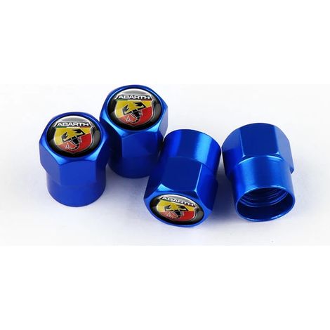 (ABARTH Bleu) 4Pcs Anti-vol Auto Tire Valve Stem Caps Wheel Tire Airtight Cover Fit pour Abarth Viaggio 500 Punto Ducato Stilo Bravo Palio (1/5)