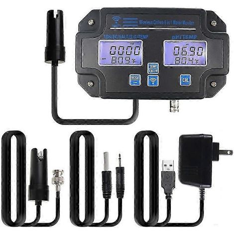 EC-pH-Monitor kompatibel mit Hydrokultur, 6-in-1-Wasserqualitätstester mit WLAN, pH-Meter-Tester, Hydrokultur-Reservoirtank mit US-Stecker – JXLGV (1/5)