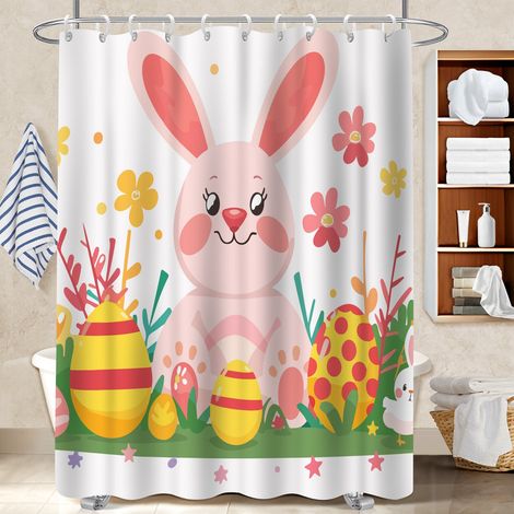 Rideau de bain en polyester 180x180 À œillets renforcés cache baignoire pour campin (1/5)