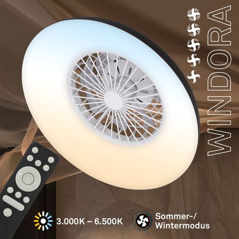 Briloner Deckenventilator mit Licht Fernbedienung Ø60cm Rund 36,5W 3900lm 3000K-6500K Warmweiß bis Tageslichtweiß DC-Motor Schwarz - Deckenleuchte Schlafzimmer Wohnzimmer (1/5)