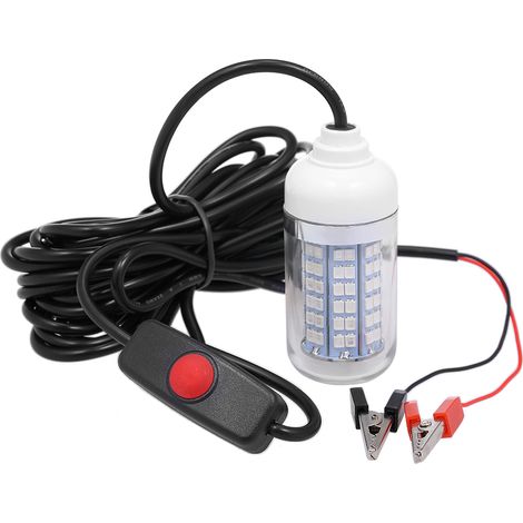 La pêche sous-marine 12V 15W attire la lumière lampe LED système de recherche de poisson avec cordon d'alimentation de 30 pieds et pince de batterie (1/5)