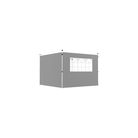 Seitenwände für einen 3 x 3 m großen Pavillon, Pavillonwände mit Fenster, 2er-Set, hellgrauer Oxford-Stoff