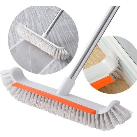– Brosse à récurer avec long manche 130 cm – Brosse rigide et raclette – Surface de brossage 36 cm pour cuisines et salles de bain (1/5)