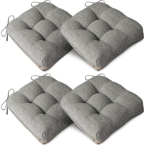 Coussins de chaise extra épais pour chaises de salle à manger Ensemble de 4 coussins de chaise de cuisine antidérapants Doux coussin de siège de salle à manger avec attaches 40 cm x 40 cm x (1/5)