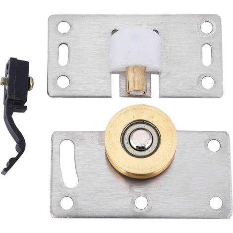 Ortviai Roulettes coulissantes pour porte de placard en acier inoxydable 75 x 38 mm – Lot de 2, roulement cuivre + frein nylon