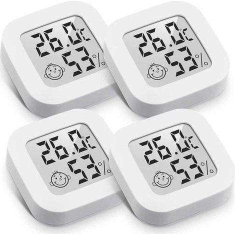 Mini Thermomètre Hygromètre Intérieur Digital à Haute Précision (4.3cm4.3cm, blanc, 4) (1/5)