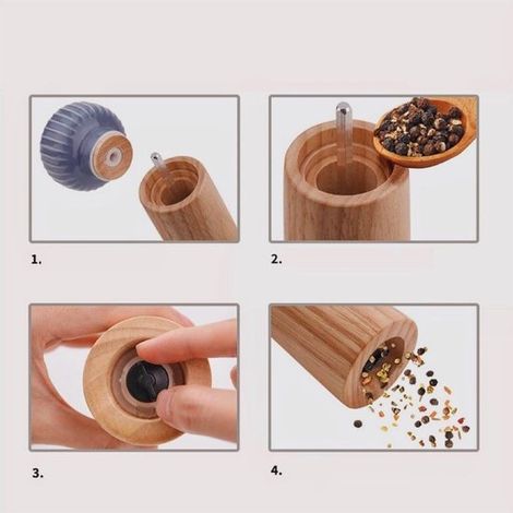 Manuelle Pfeffermühle aus Holz geeignet für Meersalz Gewürze und Keramik-Gewürzgefäße Ideal für die heimische Küche Restaurants Picknicks usw 1 weiß (1/3)