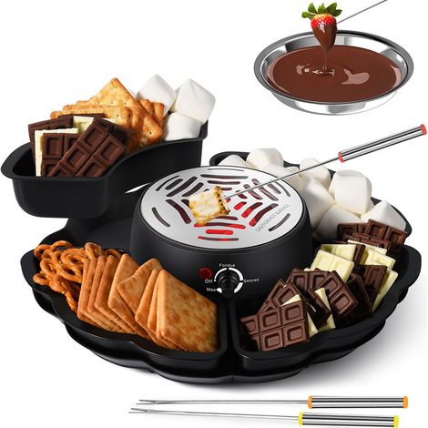 Elektrisches 2-in-1-Fondue-Set (220 V) – Raclette- und Schokoladenfondue-Maker mit wendbarer Obstschale, Marshmallow-Röster und Tischgrill für gemütliche Familienabende – Das ideale Geschenk – Lovez
