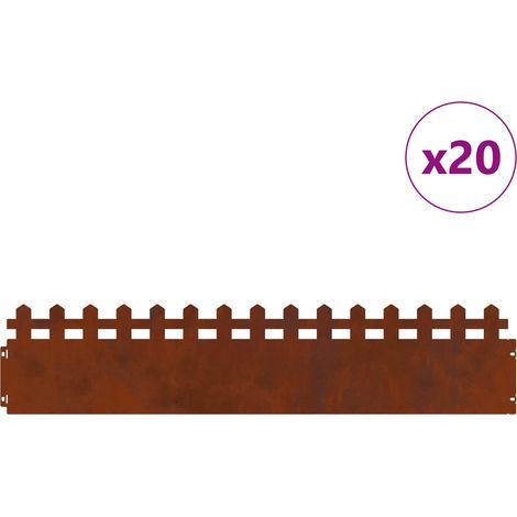 Lawn Edgings 20 pcs Rusty 103 x 0.05 x 22 cm Weathering Steel vidaXL
