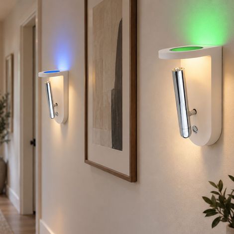 2x LED Wandleuchte Wandlampe beweglicher Spot 4 tauschbare bunte Gläser H 22 cm (1/5)