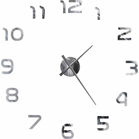 vidaXL Reloj 3D de pared con diseño moderno 100 cm XXL plateado (1/2)