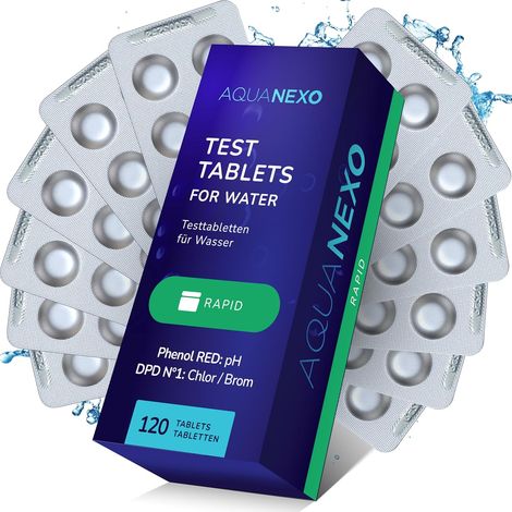 tablettes de test pour piscine pH et chlore, Phenol red tablettes + DPD 1 tablettes, Pooltester, pastille control chlore, Tablettes de mesure Pool Tester, Accessoires de piscine (120) (1/5)