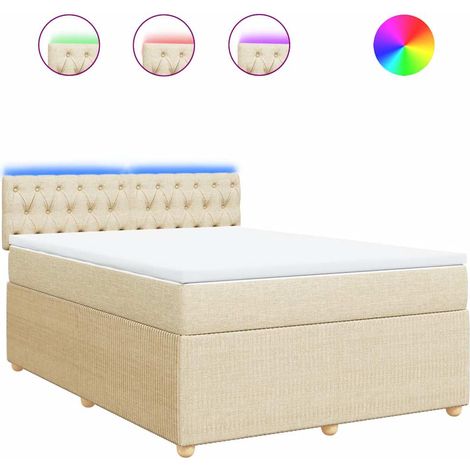 Maison Exclusive - Sommier à lattes de lit avec matelas Crème 160x200 cm Tissu (1/5)
