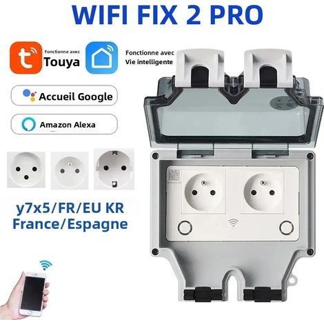 Tuya – prise murale électrique étanche EU FR KR IL IP66, prise extérieure avec minuterie, Wifi, prises de courant intelligentes, 220V, double maître