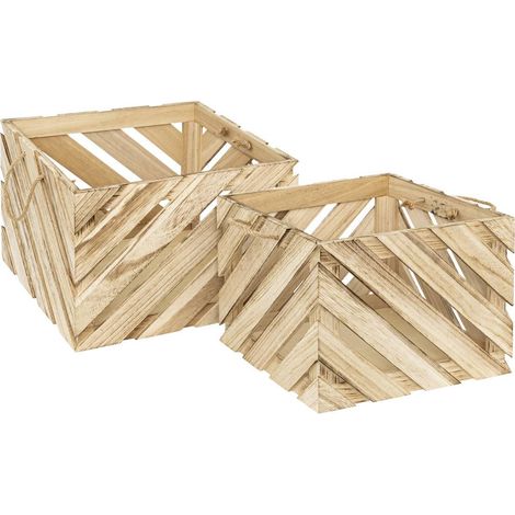 Lote de 2 cajas de madera Sulei L30 37cm - Atmosphera créateur d'intérieur