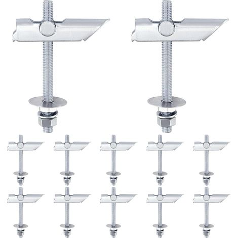 Lot de 12 suspentes placo M8 x 100 mm - Cheville à bascule en acier au carbone galvanisé - pour plafonds et plaques de plâtre (1/5)