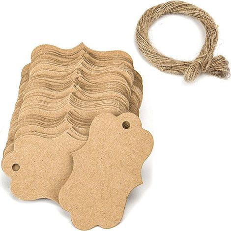 CCYKXA (Kraft paper) 100PCS Kraft Paper Gift Tags 3x5cm with Jute Twine for Wedding, Birthday, Valentine's Day, Christmas (1/5)