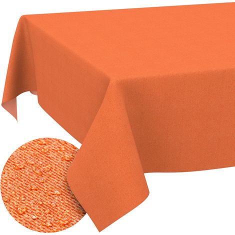 Nappe enduite Orange Aspect Lin 140x100 cm rectangulaire (1/5)