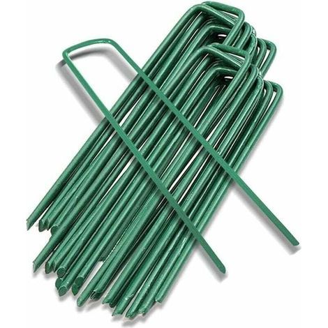 Gartenpflöcke, Zeltanker, Heringe, Klammern, zur Befestigung von Planen, Mulch, Zäunen, Absperrnetzen, Kunstrasen, Camping, 20 Stück, Grün, 15x3 (1/5)
