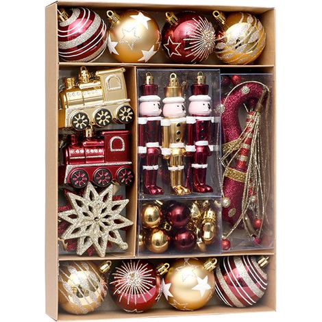Lot de 50 boules de Noël, incassables, transparentes, plastique, décoration sapin intérieur extérieur (1/5)