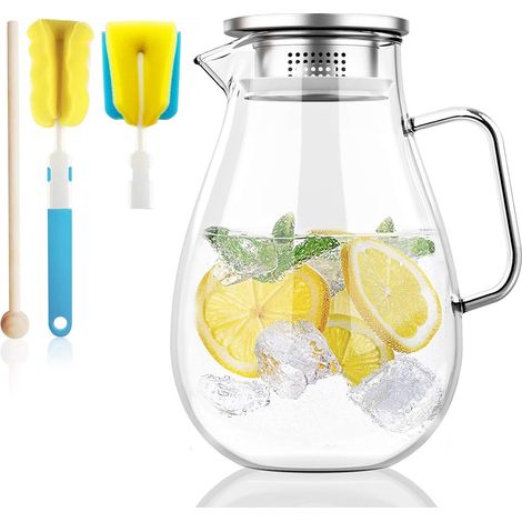 Pichet en verre de 2 L avec couvercle filtre