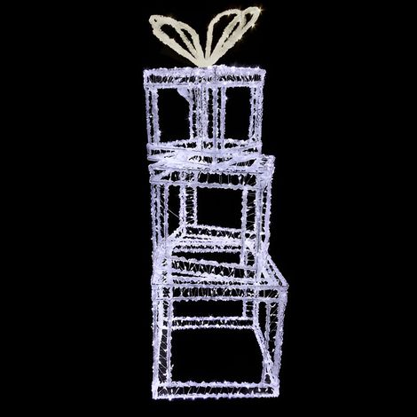 Decorazione Natalizia Luminosa Set 3 Pacchi Regalo con Fiocco 1200 luci led bianco freddo ghiaccio Natalizie per Casa, Giardino, Vetrina addobbi albero di Natale Interno Esterno 90x31x31 cm