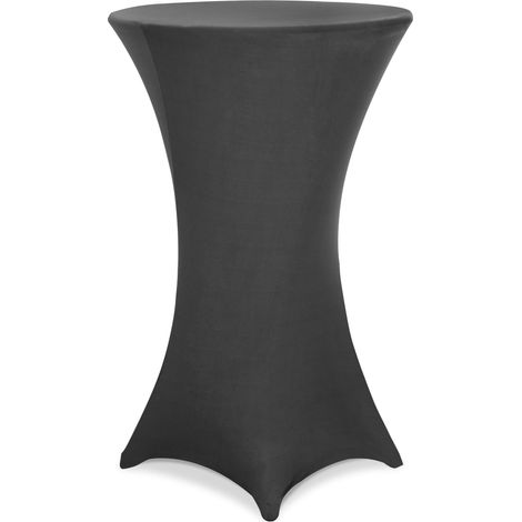 Deuba – Housse de table haute ronde Ø80 cm – Tissu stretch 90% polyester – Poches renforcées pour pieds – Lavable à 30°C – Anthracite