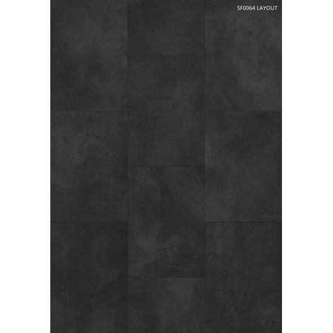Naturasol – Dalle de sol PVC à coller – 60,9 x 30,4 cm – Épaisseur 2,5 mm – Aspect béton foncé – Compatible pièces humides – 3,34 m² par colis