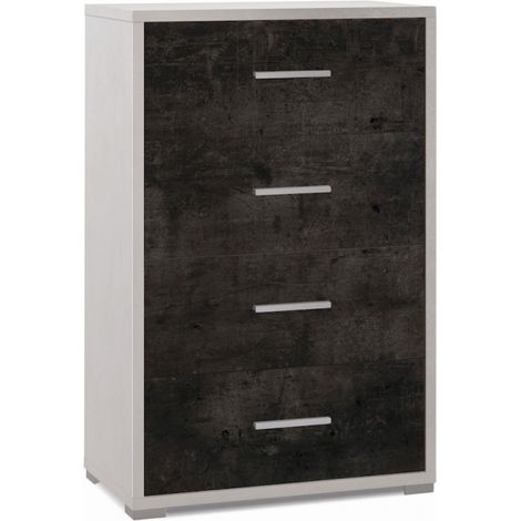 Mueble móvil de 4 cajones 71L x 41P x h110 – Acabado en Blanco Mate y Negro Mate – Sarmog