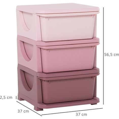 Meuble de rangement pour jouets, 3 niveaux, rose DESVIAE (1/5)