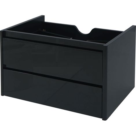 [NEUWERTIG] Waschbeckenunterschrank HHG-628, Waschtischunterschrank Waschtisch Badezimmer, hochglanz Soft-Close 50x80cm schwarz